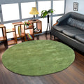 Hand Knotted Loom Wool ECO-Friendly Area Rugs - 8'x8', Round, Green Color, Solid Plain Design, High Pile Thick Handmade Anti Skid Area Rugs for Living Room, Bed Room (L00111)