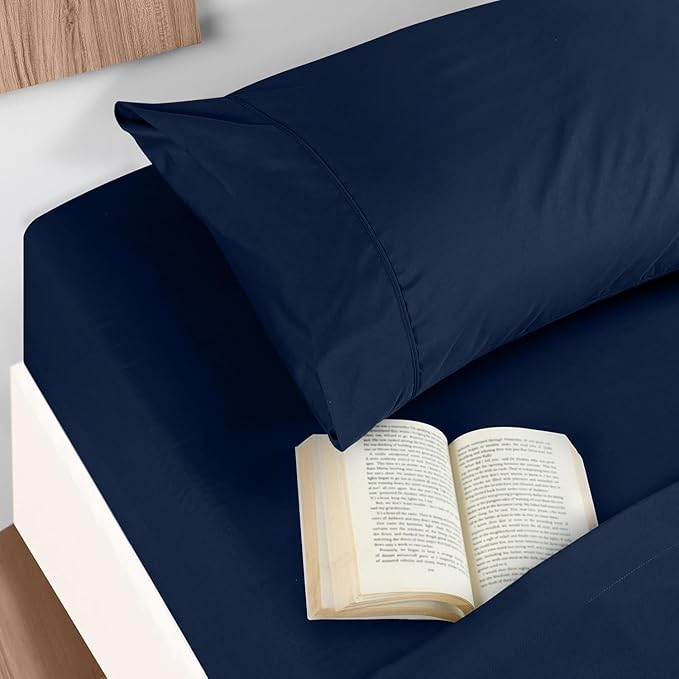 Lukeville's Cot Sheet 31" x 75", Daycare for Cot Size Mattress Sheets Pack of 2 Fitted Narrow Twin/Camp Bunk/Rvs Bunk/Trifold Mattress, Soft and PolyBlend Microfiber Cover for Toddler, Navy Blue