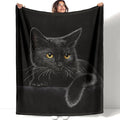 HommomH Black Cat Blanket for Women Girls, Cat Lover Gifts, Soft Fleece Throw Blankets for Sofa Couch Bed, Cozy Home Decor for Bedroom Living Room, 50" x 80"