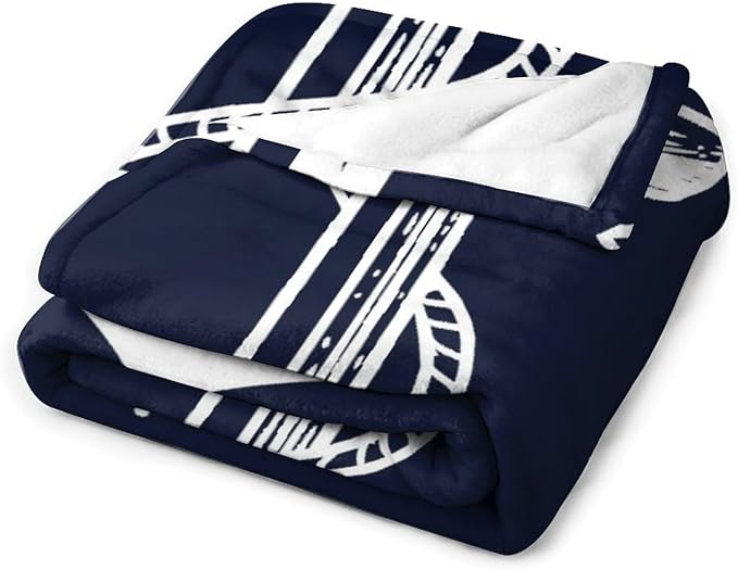 Anchor Blanket Retro Abstract Nautical Navy Blue White Soft Cozy Lightweight Throw Blanket for Kids Girls Boys Women Men Bedroom Living Room Dorm Chair Sofa Travel 60x80in