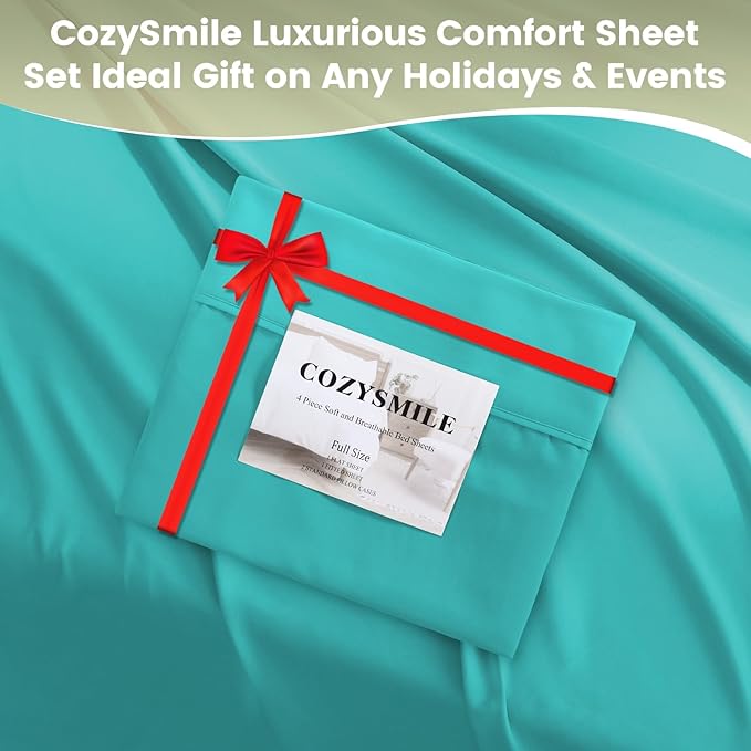 Holtel Luxury Twin Size Sheet Set - 3 Piece Soft Microfiber Sheets for Twin Size Bed, 16" Deep Pocket Easy Care Wrinkle Free Cooling Bedding Sheet and Pillowcase Set, Turquoise