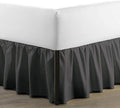 SKY BEDDINGS - Twin Size Ruffled Bed Skirt with Split Corners - 12 Inch Drop Dust Ruffle Bed Skirt with Platform Three Sided Coverage - 100% Microfiber, Dark Grey