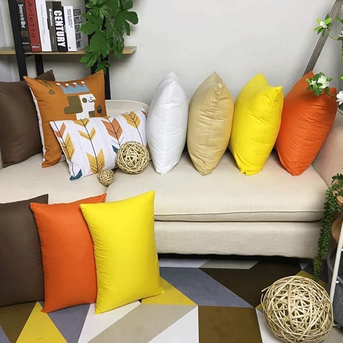 4-Pack 100% Cotton Comfortable Solid Decorative Throw Pillow Case,Thmyo Square Cushion Cover Pillowcase Sublimation Blank Pillow Covers DIY Throw Pillowcase for Couch Sofa(16x16 inch/ 40x40cm,Khaki)