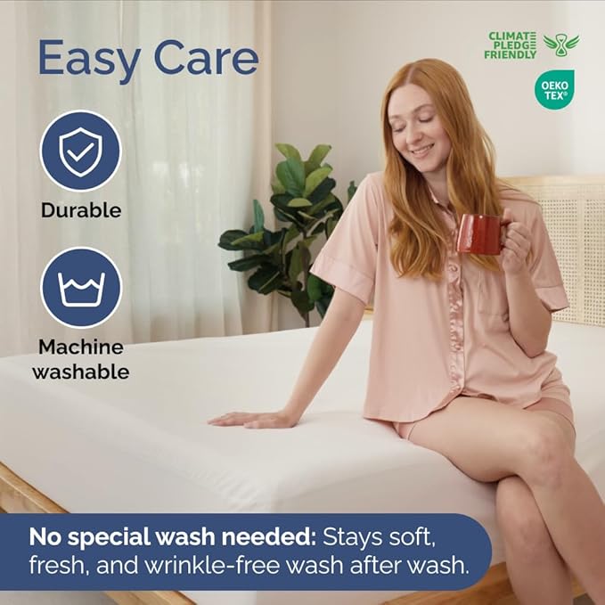 100% Waterproof Mattress Protector Or Your Money Back Full Size-Premium Fitted Terry Cover - Noiseless, Soft & Cooling - Secure Fit up to 16” Deep Pockets -Machine Washable & Wrinkle-Free - White