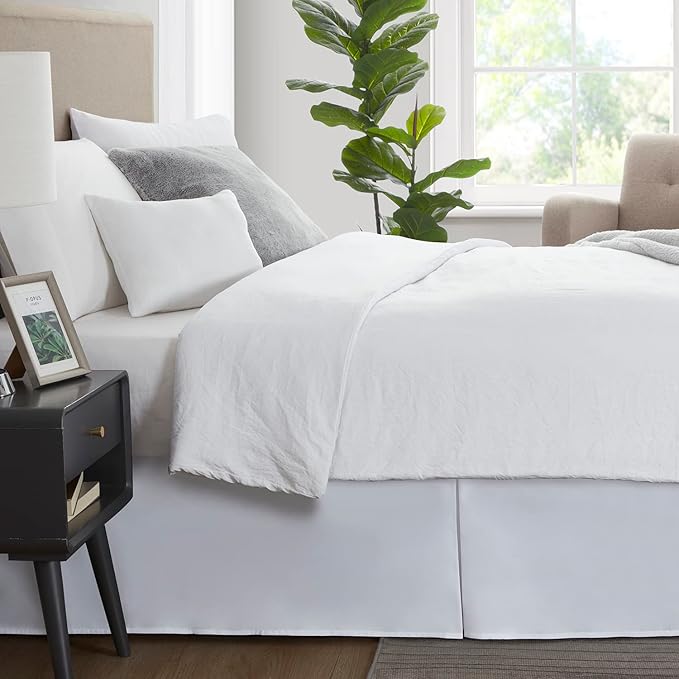 Nestl White Twin XL Bed Skirt - Twin XL Size Bed Skirt 14 Inch Drop - Brushed Microfiber Bed Skirts - Hotel Quality Pleated Bed Skirt - Shrinkage & Fade Resistant
