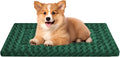 Washable Dog Bed Plush Orthopedic Outdoor Crate Mat with Non-Slip Bottom,Luxe Soft Kennel Pad for Pets,Cozy Cage Cushion & Pet Sleeping Mattress Large Sized,Medium,Small Dogs,24 x 18 inch,Green