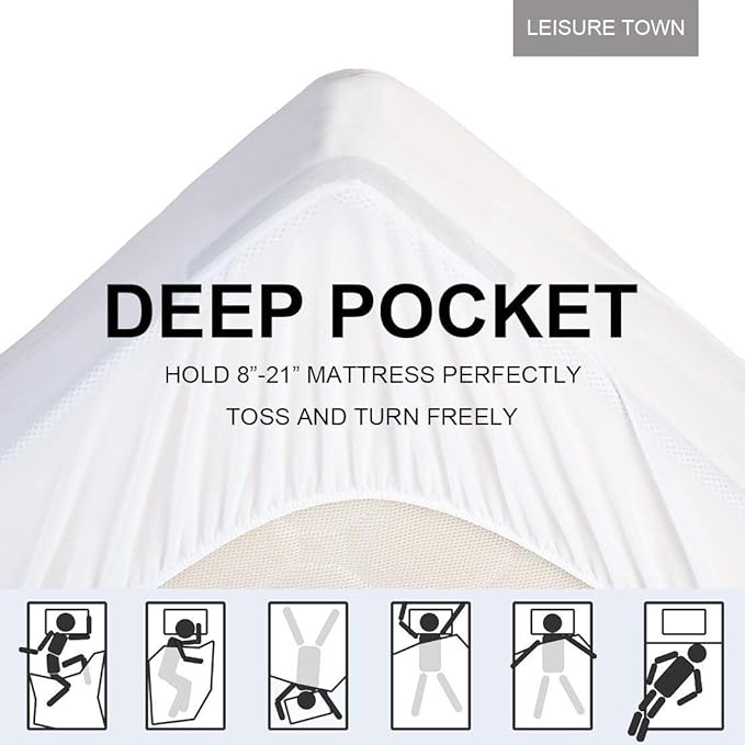 LEISURE TOWN King Mattress Pad Fitted Quilted Cotton Mattress Cover Cooling Soft Pillow Top Mattress Topper with Down Alternative Filling Mattress Protector with 8-21 Deep Pocket (78x80 White)