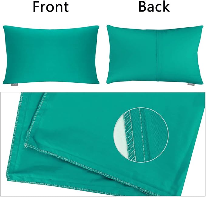 Thmyo 4-Pack 100% Cotton Lumbar Comfortable Solid Decorative Throw Pillow Case, Rectangle Cushion Cover Pillowcase Sublimation Blank Pillow Covers DIY Throw Pillowcase(12x20inch/30x50cm, Lake Blue)