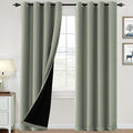 H.VERSAILTEX 100% Blackout Curtains for Bedroom Thermal Insulated Blackout Curtains 108 inch Length Heat and Full Light Blocking Curtains for Living Room with Black Liner 2 Panels Set, Light Sage