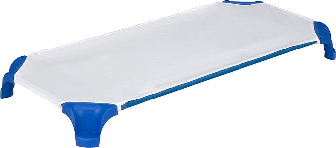 Sprogs Heavy-Duty Stackable 40"L Daycare Cots for Toddlers Ages 1 to 2, Stacking Preschool Classroom Toddler Cots for Sleeping, Resting, Naptime, Pack of 24, Blue