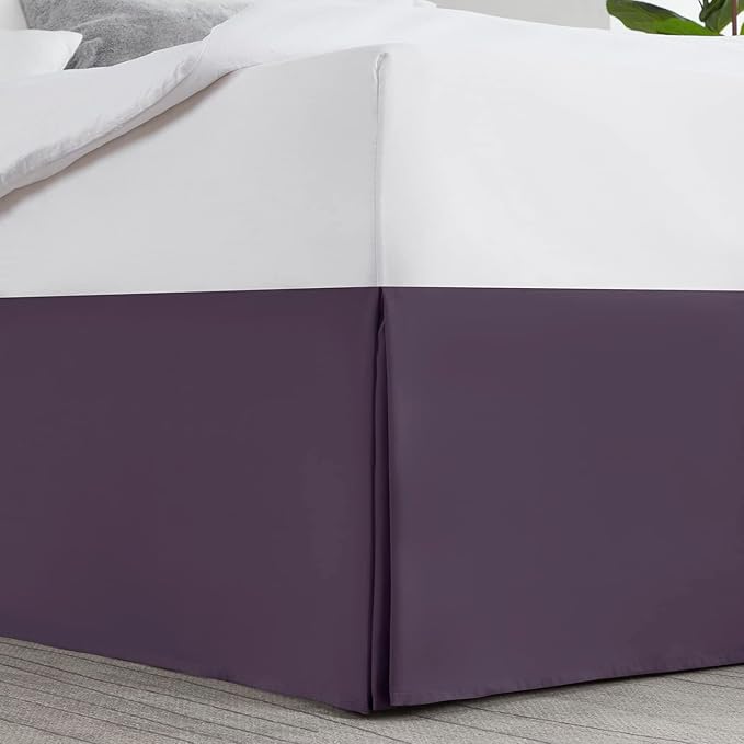 Nestl Dark Purple Twin XL Bed Skirt - Twin XL Size Bed Skirt 14 Inch Drop - Brushed Microfiber Bed Skirts - Hotel Quality Pleated Bed Skirt - Shrinkage & Fade Resistant