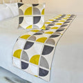 The HomeCentric King/Queen/Twin Yellow & Grey Luxury Twin 53"x18" Bed Runner Without Pillow Cover, Emboroidered, Quilted & Geometric Bed Scarf on Cotton Fabric - Geo Fusion