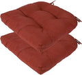 FUNHOME Outdoor Chair Cushions 19 x19 Inch,Water Resistant Tufted Seat Cushions 19",Reversible,Weather Resistant,Rounded Back Wicker Chair Cushion for Patio Garden Furniture(Dark Red)
