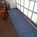 Rugsotic Carpets Hand Woven Flat Weave Kilim Wool ECO-Friendly Area Rugs - 2'6"x8', Runner Shape, Blue Color, Solid Plain Design, Low Pile Handmade Area Rugs for Living Room, Bed Room (D00111)