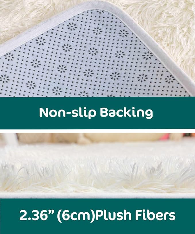 Kate Photography Floor Mats Super Soft PV Fur Rug Fluffy Plush Area Carpet White Shaggy Rug for Living Room Bedroom Photography Studio 5x8ft