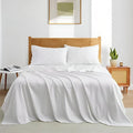 Olympic Queen Sheet Set – 100% Egyptian Cotton, 338 Thread Count – 4-Piece Luxury Super Queen Sheets – Soft & Breathable – 16” Deep Pocket Fitted Sheet, 1 Flat Sheet, 2 Pillowcases (White Solid)