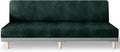 molasofa Leather Like Stretch Futon Slipcover Armless Futon Bed Sofa Cover Furniture Protector with Elastic Bottom, Soft and Washable Futon Cover for Sofa Bed Stay in Place（X Larger，Green）
