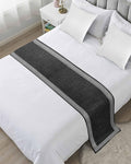 Greece Key Design Black White Bed Runners for Bedroom Hotel,Decorative Bedding Scarf Vintage Burlap Linen Bed End Blanket Bedding Runner Scarves for Queen Size Bed,94x20in