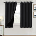 H.VERSAILTEX 100% Blackout Curtains for Bedroom Thermal Insulated Blackout Curtains 54 inch Length Heat and Full Light Blocking Curtains for Living Room with Black Liner 2 Panels Set, Jet Black