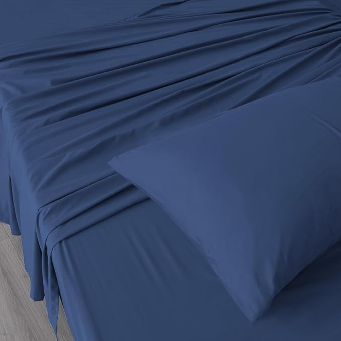 SPRINGSPIRIT Split Top King Sheets Sets for Adjustable Bed, 4 Piece Bed Sheets Set Deep Pockets, Extra Soft and Breathable Bedding Sheets, Navy