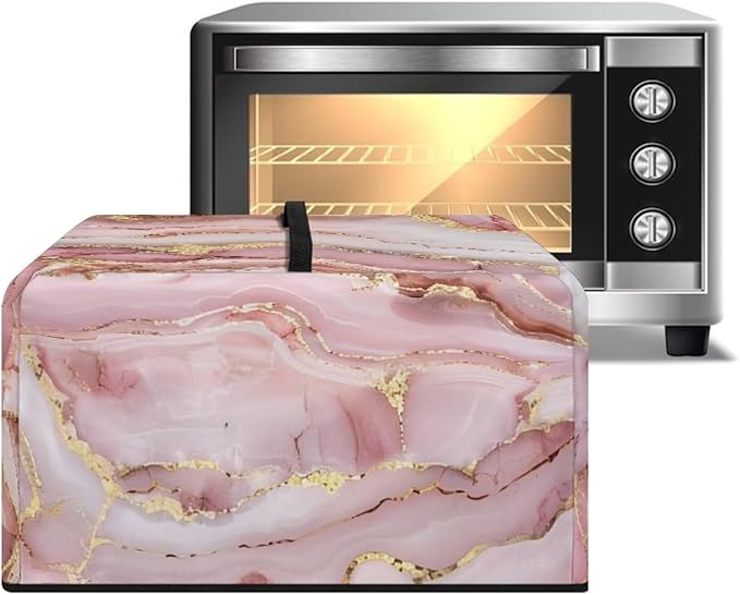 Microwave Oven Cover, Marble Dust Oil Proof Polyester Waterproof Fabric Cloth Machine Protector Decorative Kitchen Appliance Cover Washable Microwave Dust Covers, Pink