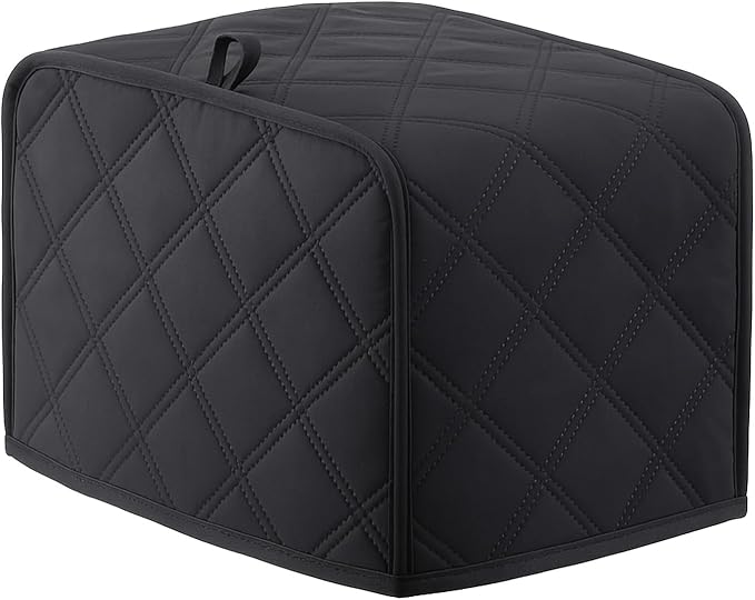 Toaster Cover 2 Slice, 11.4 x 7.5 x 7.9in Universal Size Toasters Dusts Covers, Black Kitchen Small Appliance Cover, Polyester and Cotton Quilted Kitchen Appliance Covers