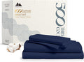 Mayfair Linen 500 Thread Count Full Cotton Sheets - 4 PC Full Size Bed Sheet Set Cotton (Navy Blue), Soft, Cooling, Sateen Hotel-Quality 16" Deep Pocket Bedsheet for Hot Sleepers (Fits 18" Mattress)