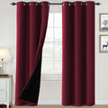 H.VERSAILTEX 100% Blackout Curtains for Bedroom Thermal Insulated Blackout Curtains 84 inch Length Heat and Full Light Blocking Curtains for Living Room with Black Liner 2 Panels Set, Burgundy