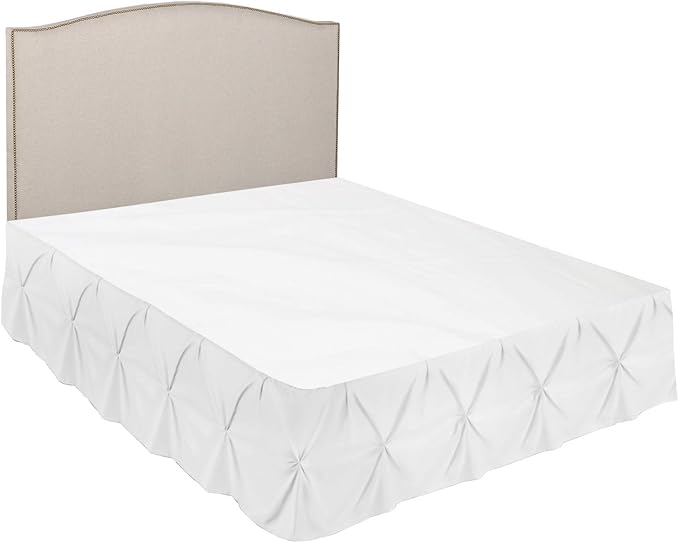 Nestl White Bed Skirt Full Size, Pinch Pleat Full Bed Skirt, 14" Inch Drop Full Bedskirt, Hotel Quality White Bed Skirts, Premium Microfiber Bedskirt for Full Bed, White Full Bed Skirt