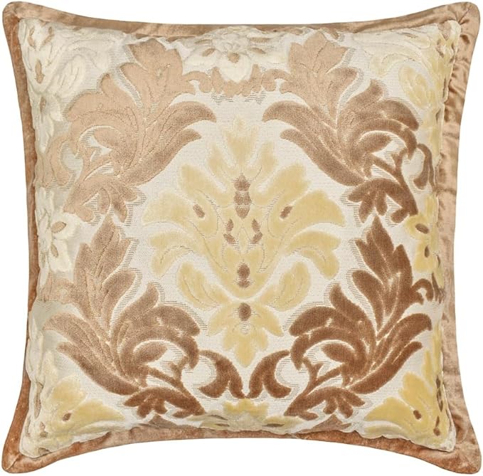The HomeCentric King/Queen/Twin Beige Decorative Twin 53"x18" Bed Runner with One Pillow Cover, Damask Bed Scarf on Velvet Fabric - Emmeline