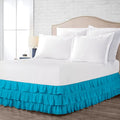 Multi-Ruffle Bed Skirt, Soft Multi Elastic Dust Ruffles with Wrap Around Bed Skirt Easy Fit with 18 Inch Drop 100% Cotton 800 Thread Count (RV King, Turquoise Blue)