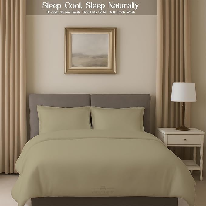 Sleeper Sofa 4 Piece Bed Sheet Set Premium Quality 100% Cotton 500 Thread Count, Smooth & Super Soft Sateen Weave, Extra Soft Bed Sheets, Wrinkle Free, 8 Inch Deep Pocket (Queen, Beige)