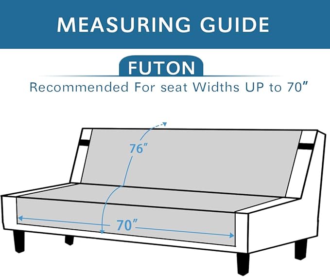 H.VERSAILTEX Reversible Futon Cover Water Repellent Armless Sofa Slipcover Washable Furniture Protector with Adjustable Elastic Strap Anti-Slip Futon Bed Cover for Dogs 70" Width Seat(Black/Grey)