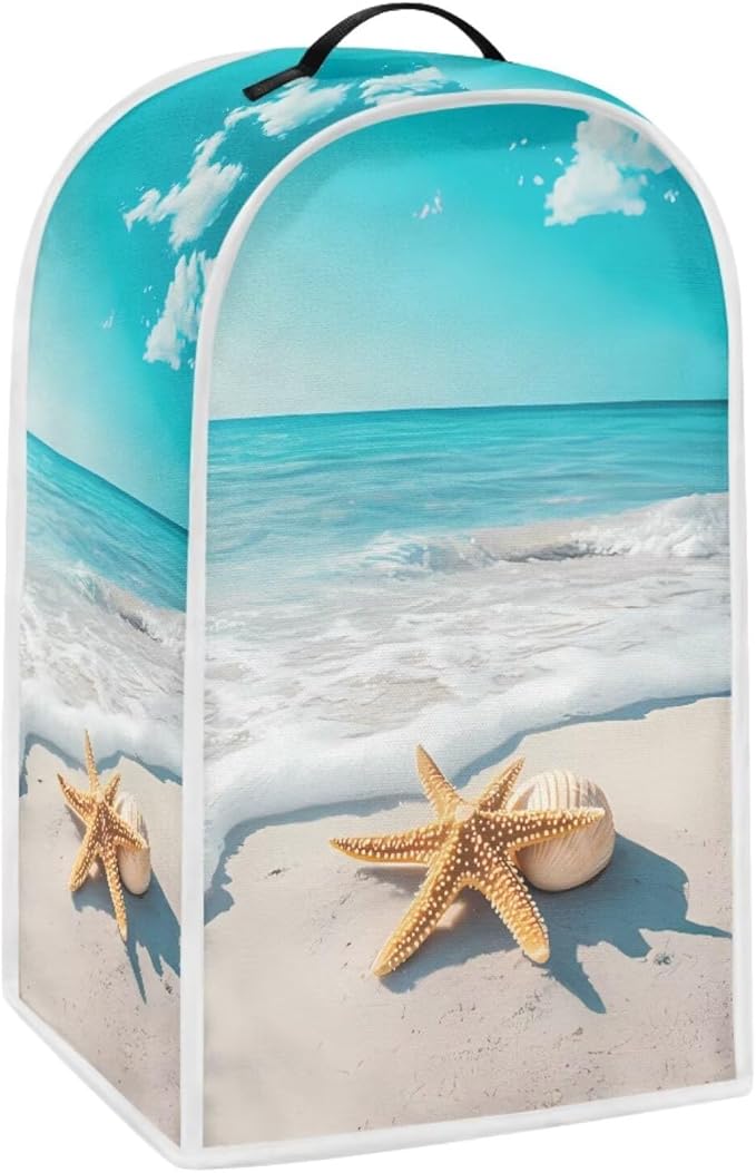Beach Teal Blender Cover for Kitchen Countertop Starfish Small Appliance Dust Cover Kitchen Decor Food Processor Protector with Handle Blender Protection Accessories 2025