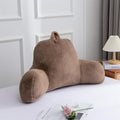 Holawakaka Large Faux Fur Bed Rest Pillow with Arms, Rabbit Fur Reading Pillows Perfect for Adults Men Women, Arm, Back, Pregnancy Lumbar & Head Neck Coccyx Lower Back Support Cushion (Khaki)