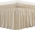 MEILA Wrap Around Bed Skirt Three Fabric Sides Elastic Dust Ruffled 18 Inch Tailored Drop,Easy to Install Fade Resistant-Beige, Queen/King