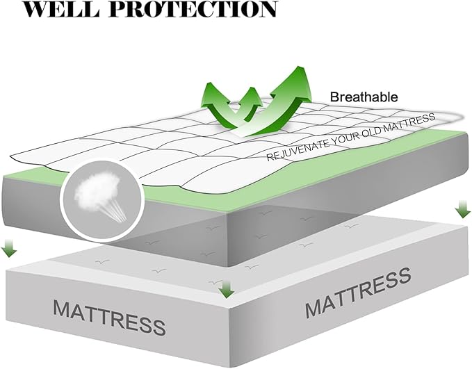 EASELAND Twin XL Mattress Pad Pillow Top Mattress Cover Quilted Fitted Mattress Protector Extra Long 8-21" Deep Pocket Cooling Mattress Topper (39x80 Inches, Light Grey)