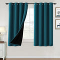 H.VERSAILTEX 100% Blackout Curtains for Bedroom Thermal Insulated Blackout Curtains 54 inch Length Heat and Full Light Blocking Curtains for Living Room with Black Liner 2 Panels Set, Dark Teal
