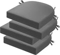 idee-home Outdoor Chair Cushions Set of 4, 17” x 17” x 3” Waterproof Patio Seat Cushions with Ties, Thick Dining Chair Pads for Outdoor Furniture, Medium Grey