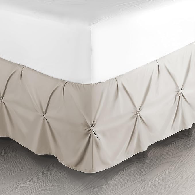Nestl Linen Bed Skirt Twin Size, Pinch Pleat Twin Bed Skirt, 14" Inch Drop Twin Bedskirt, Hotel Quality Linen Bed Skirts, Premium Microfiber Bedskirt for Twin Bed, Linen Twin Bed Skirt