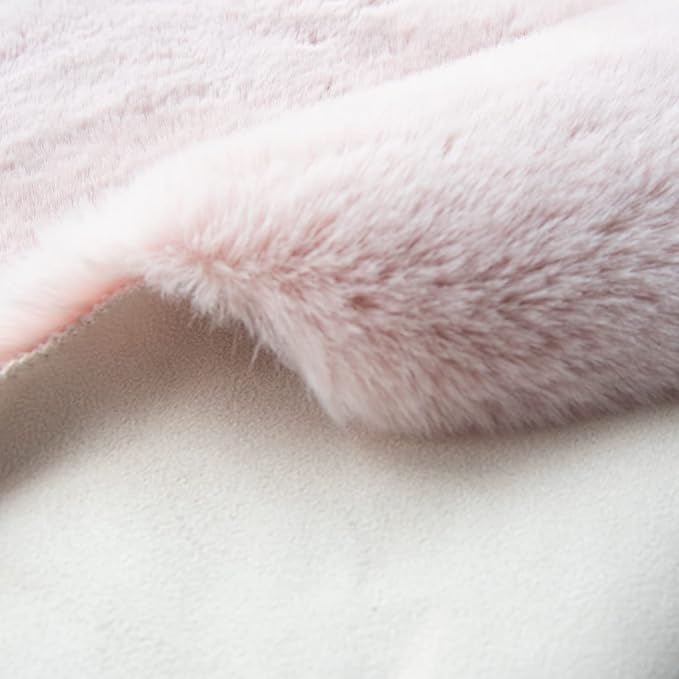 Small Pink Fuzzy Faux Rabbit Shaggy Fur Rug Furry Washable Runner Rug 2x6 Fluffy Rugs for Bedroom Living Room Nursery Rugs Teen Room Décor