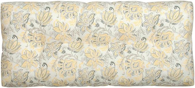 FUNHOME Outdoor Bench Cushion 48 x18 inch with Non-Slip Grips,Water Resistant Porch Swing Cushion,Bench Pillow Pads,Floral Tufted Cushions for Patio Garden Furniture,48" Seat Cushions(Yellow Flower)