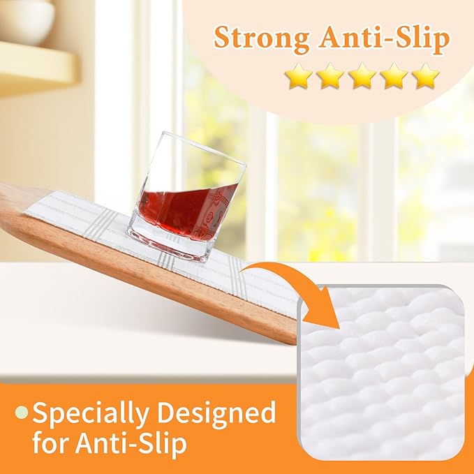 Shelf Liner for Kitchen Cabinets Non Adhesive Drawer Liner Non-Slip Thickened Shelf Liner Paper Strong Easy to Clean for Tool Box Refrigerator with Knife and Tape Measure, White Square,17.3 x 236.2 IN