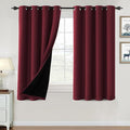 H.VERSAILTEX 100% Blackout Curtains for Bedroom Thermal Insulated Blackout Curtains 54 inch Length Heat and Full Light Blocking Curtains for Living Room with Black Liner 2 Panels Set, Burgundy