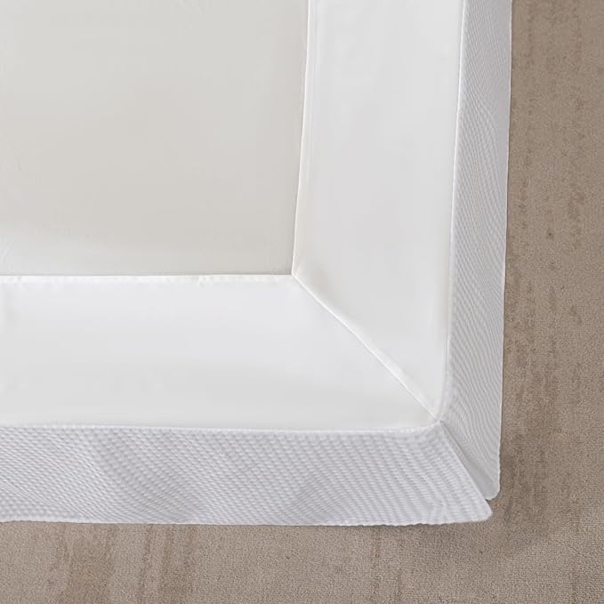 King Bed Skirt, Wrap Around Bed Skirt with Pleated Corner, 14 Inch Drop Pleated Waffle Weave Bedskirts, Anti-Slip, Microfiber, White, 14'' King