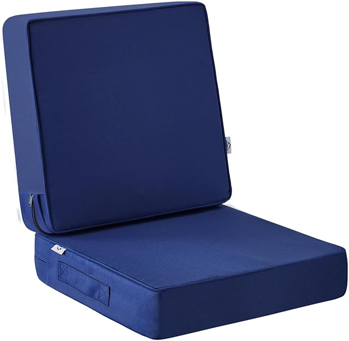 Outdoor Chair Cushions, Waterproof Patio Chair Cushions 19x19x3 Inch, Outdoor Cushions with Removable Cover for Sofa, Fade Resistant Patio Cushions for Outdoor Furniture, Navy Blue