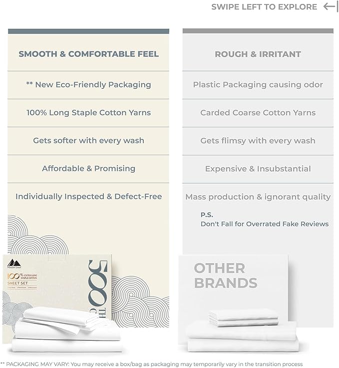 Mayfair Linen 100% Egyptian Cotton 2 Pack King Sheet Set - Luxury 500 Thread Count Cotton Sheets King Size (8 PC, Dark Grey), Soft, Cooling, Sateen Weave, 16" Deep Pocket Hotel Quality Bed Sheet Set