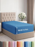 Extra Deep Twin Fitted Sheet - Hotel Luxury Single Fitted Sheet Only - Easily Fits 18 inch to 24 inch Mattress - Ultra Soft, Wrinkle & Fade Free w/Extra Deep Pockets - Breathable & Comfy - Royal Blue