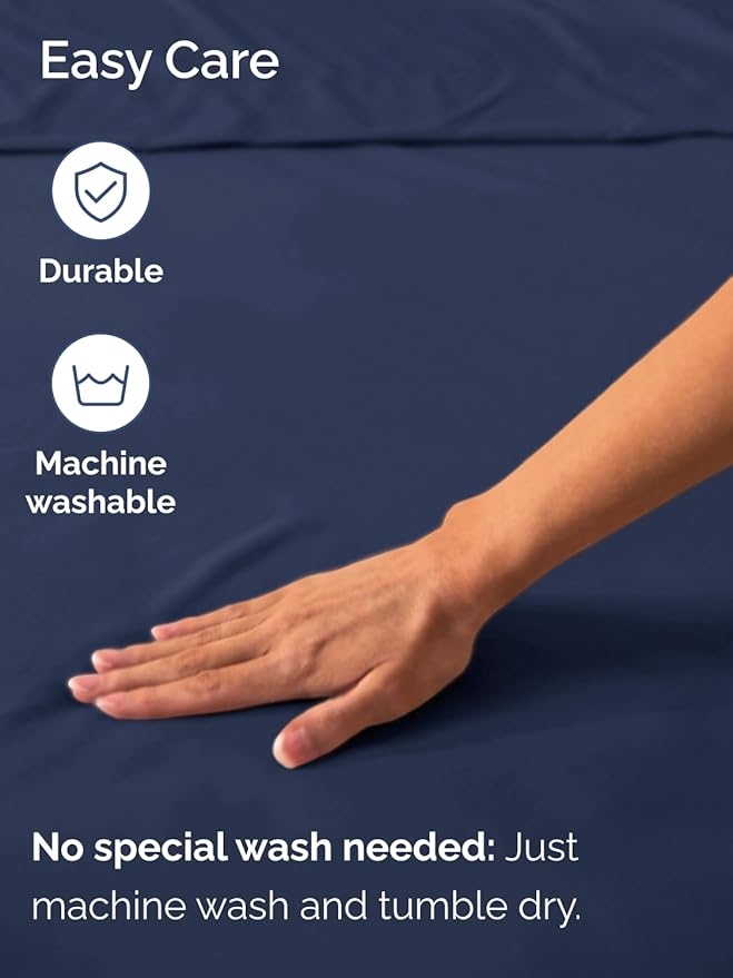 Extra Deep King Fitted Sheet - Hotel Luxury Single Fitted Sheet Only - Easily Fits 18 inch to 24 inch Mattress - Ultra Soft, Wrinkle & Fade Free w/Extra Deep Pockets - Breathable & Comfy - Navy Blue
