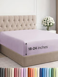 Extra Deep King Fitted Sheet - Hotel Luxury Single Fitted Sheet Only - Easily Fits 18 inch to 24 inch Mattress - Ultra Soft, Wrinkle Free with Extra Deep Pockets - Breathable & Comfy - Light Lavender